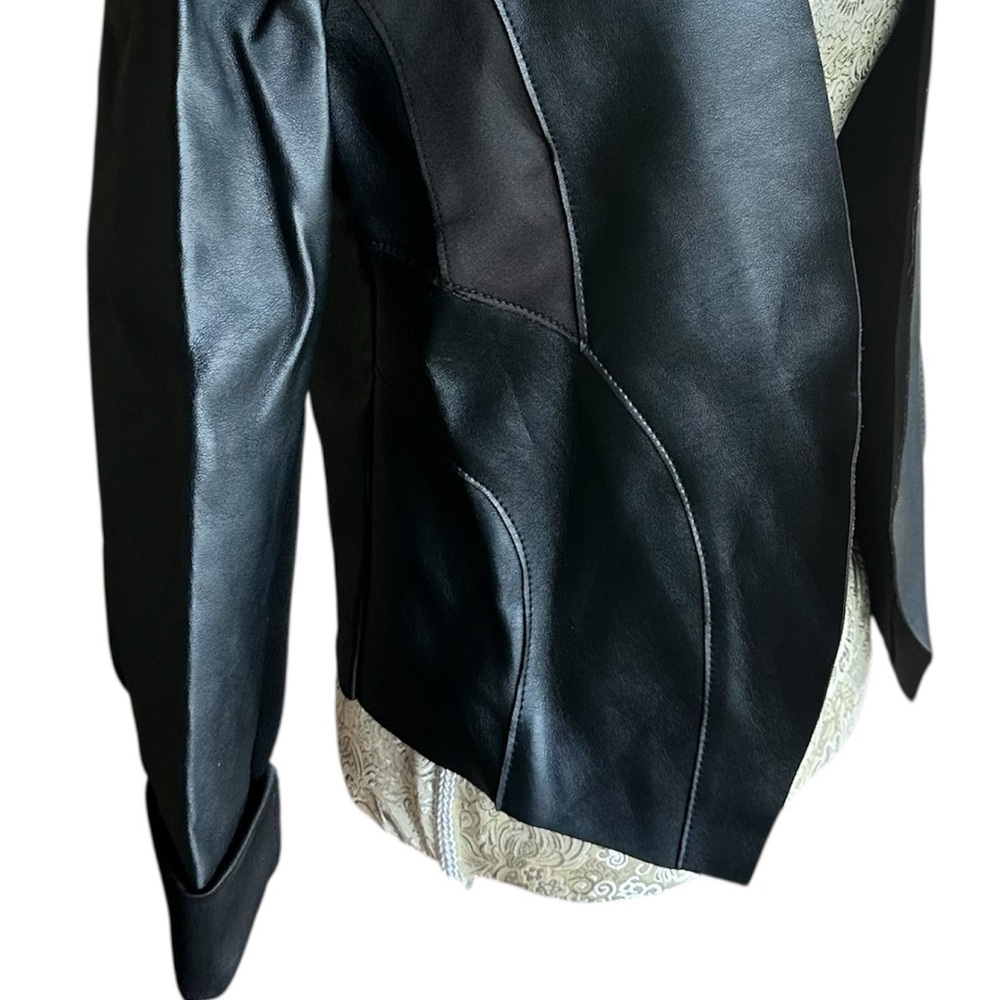 Vintage Guess Women's Black Leather Jacket Size Large Y2K Goth Biker Tailored - Picture 7 of 7